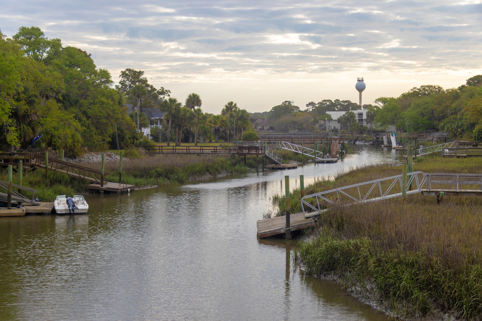 Skull Creek at sunrise, Fripp Island, South Carolina.